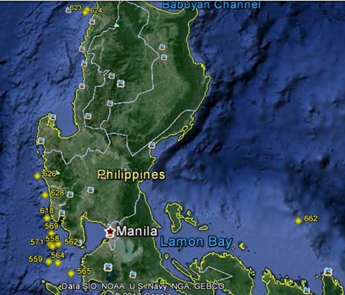 Fig: Location of fishing area in Northern and Western Philippines.